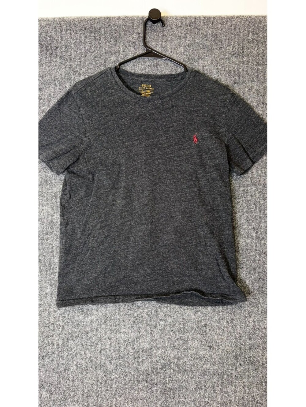 Polo Ralph Lauren T Shirt Mens Medium Custom Slim Fit Charcoal - Red Pony
